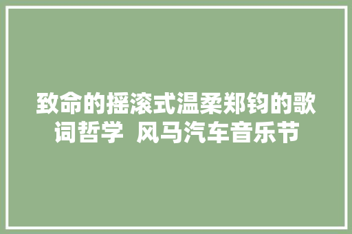 致命的摇滚式温柔郑钧的歌词哲学  风马汽车音乐节