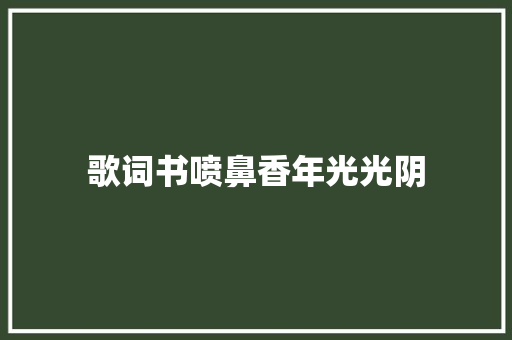 歌词书喷鼻香年光光阴