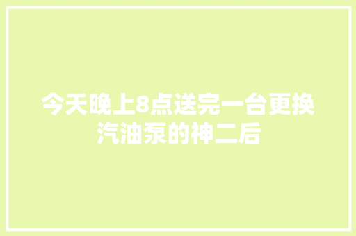 今天晚上8点送完一台更换汽油泵的神二后