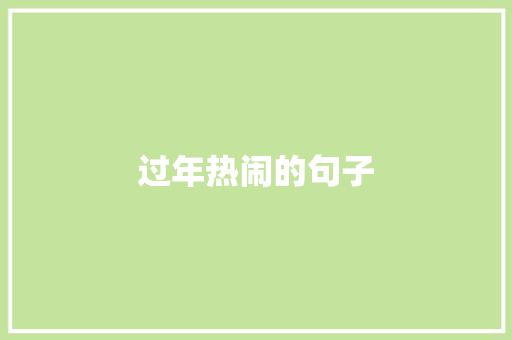 过年热闹的句子