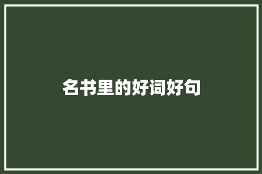 名书里的好词好句