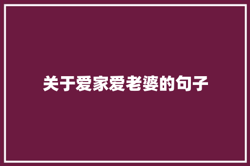 关于爱家爱老婆的句子