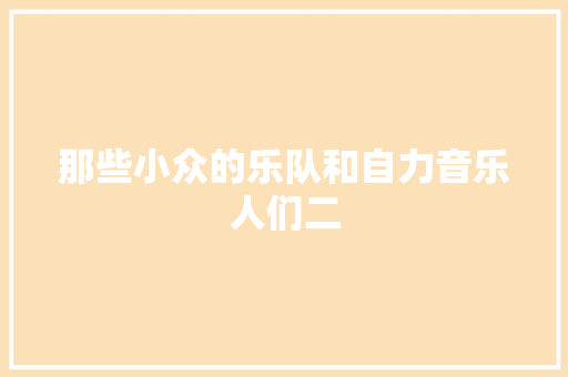 那些小众的乐队和自力音乐人们二