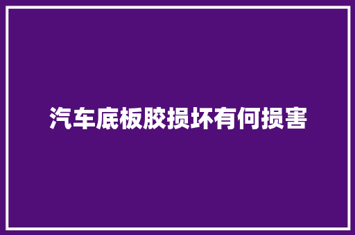 汽车底板胶损坏有何损害