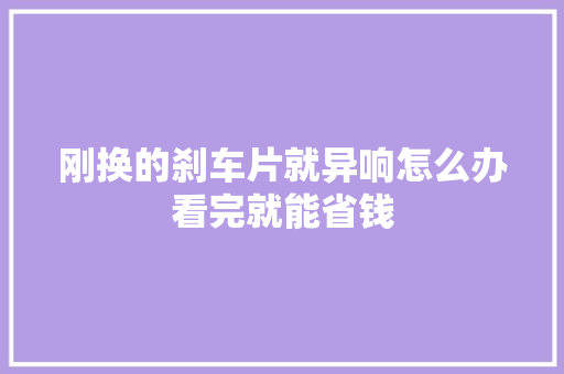 刚换的刹车片就异响怎么办看完就能省钱