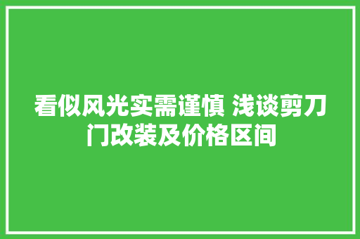 看似风光实需谨慎 浅谈剪刀门改装及价格区间 汽车知识