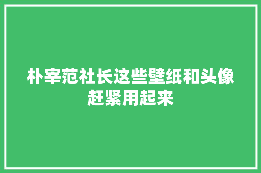 朴宰范社长这些壁纸和头像赶紧用起来