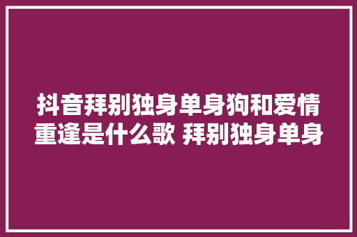 抖音拜别独身单身狗和爱情重逢是什么歌 拜别独身单身狗歌词赏析