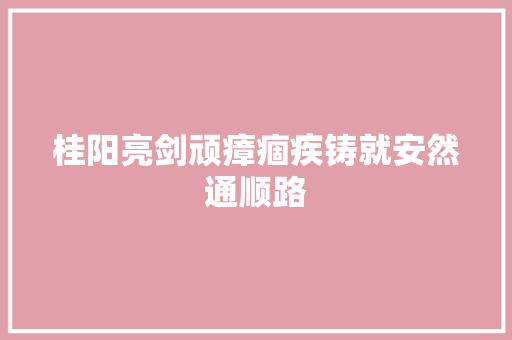 桂阳亮剑顽瘴痼疾铸就安然通顺路