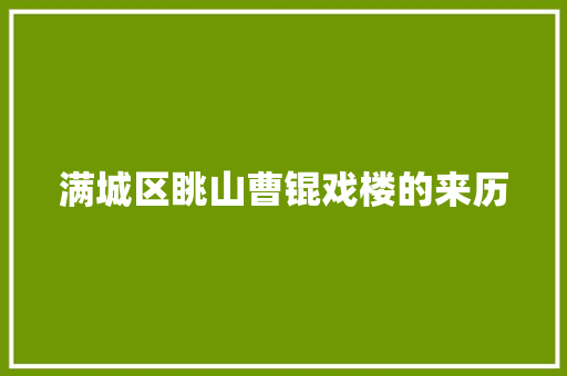 满城区眺山曹锟戏楼的来历