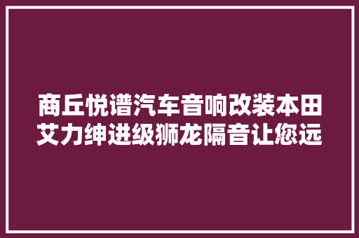 商丘悦谱汽车音响改装本田艾力绅进级狮龙隔音让您远离鼓噪