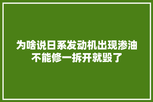 为啥说日系发动机出现渗油不能修一拆开就毁了