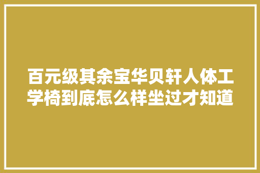 百元级其余宝华贝轩人体工学椅到底怎么样坐过才知道很值