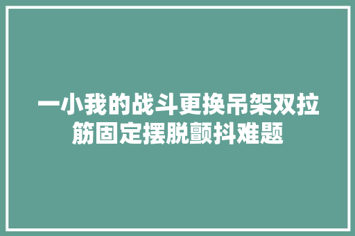 一小我的战斗更换吊架双拉筋固定摆脱颤抖难题