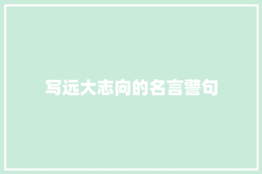 写远大志向的名言警句