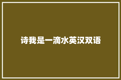 诗我是一滴水英汉双语