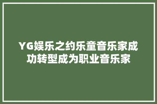 YG娱乐之约乐童音乐家成功转型成为职业音乐家