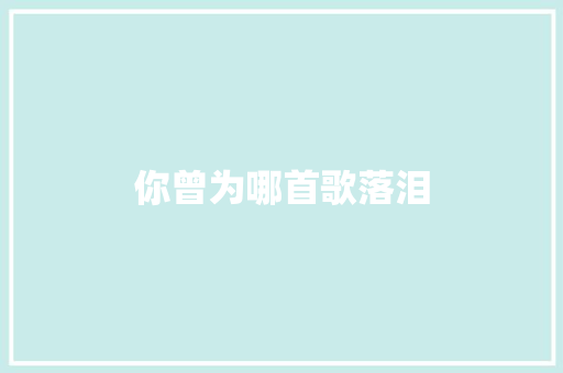 你曾为哪首歌落泪