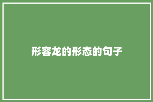 形容龙的形态的句子