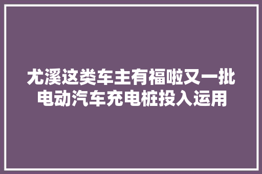 尤溪这类车主有福啦又一批电动汽车充电桩投入运用