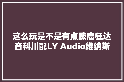 这么玩是不是有点跋扈狂达音科川配LY Audio维纳斯进级线