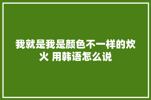 我就是我是颜色不一样的炊火 用韩语怎么说