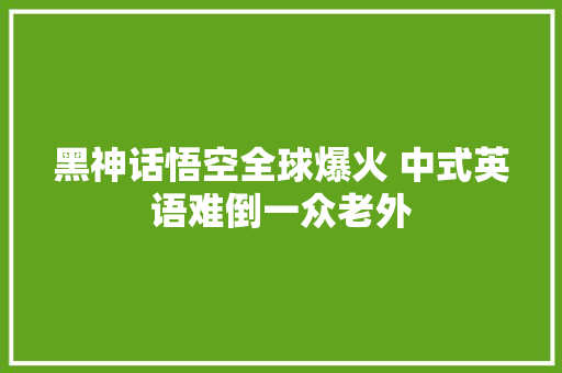 黑神话悟空全球爆火 中式英语难倒一众老外