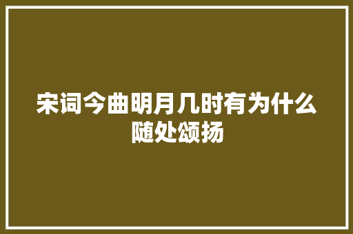 宋词今曲明月几时有为什么随处颂扬 休闲娱乐