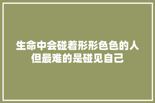 生命中会碰着形形色色的人但最难的是碰见自己