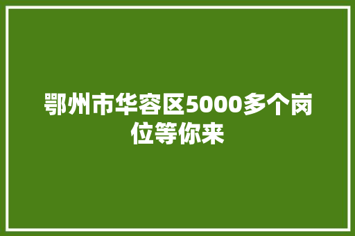 鄂州市华容区5000多个岗位等你来