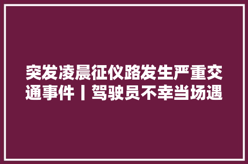 突发凌晨征仪路发生严重交通事件丨驾驶员不幸当场遇难
