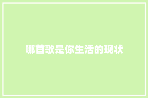 哪首歌是你生活的现状