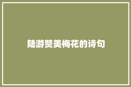 陆游赞美梅花的诗句
