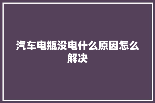 汽车电瓶没电什么原因怎么解决