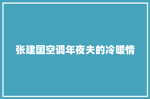 张建国空调年夜夫的冷暖情