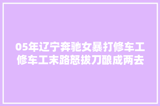05年辽宁奔驰女暴打修车工修车工末路怒拔刀酿成两去世一伤惨剧