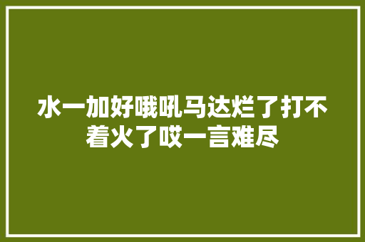 水一加好哦吼马达烂了打不着火了哎一言难尽