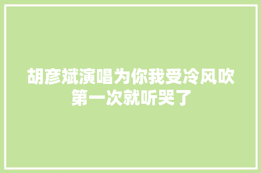 胡彦斌演唱为你我受冷风吹第一次就听哭了
