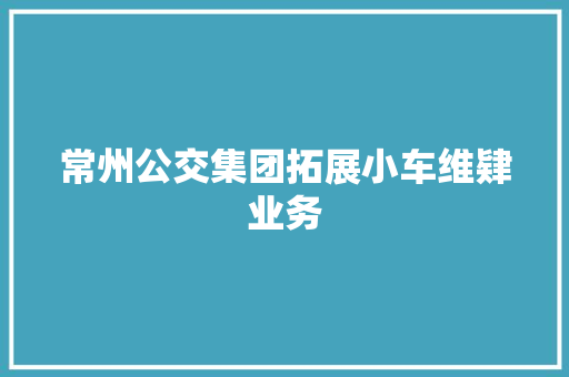 常州公交集团拓展小车维肄业务