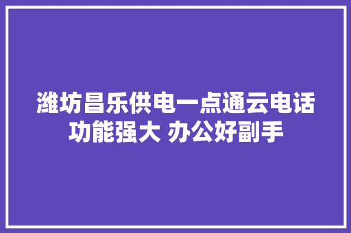 潍坊昌乐供电一点通云电话功能强大 办公好副手