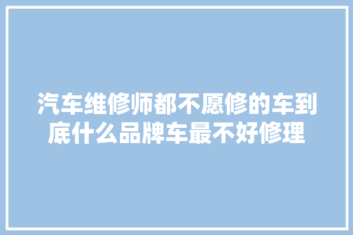 汽车维修师都不愿修的车到底什么品牌车最不好修理