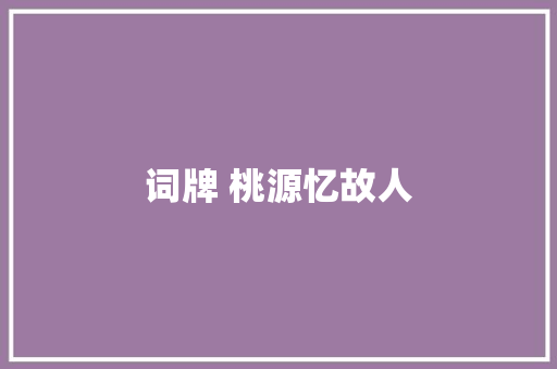 词牌 桃源忆故人