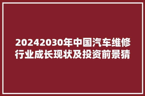 20242030年中国汽车维修行业成长现状及投资前景猜测申报