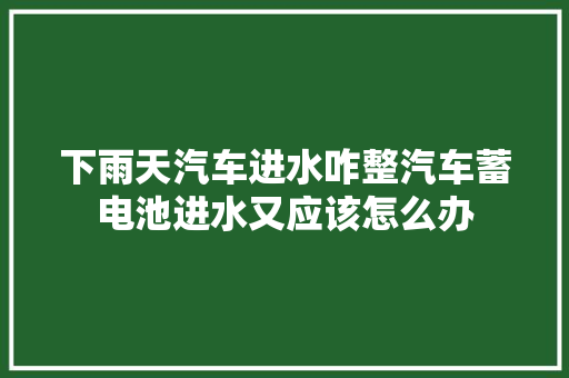 下雨天汽车进水咋整汽车蓄电池进水又应该怎么办