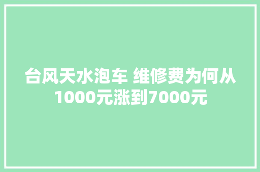 台风天水泡车 维修费为何从1000元涨到7000元
