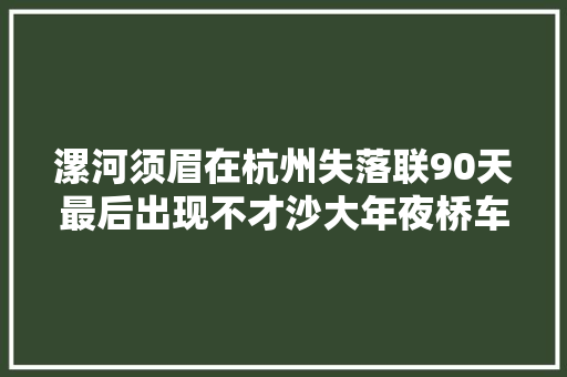 漯河须眉在杭州失落联90天最后出现不才沙大年夜桥车钥匙没拔人和手机一路消失