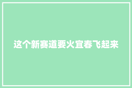 这个新赛道要火宜春飞起来