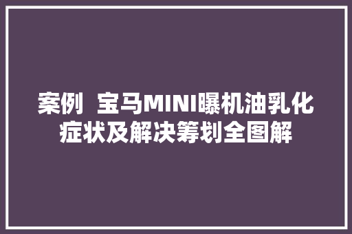 案例  宝马MINI曝机油乳化症状及解决筹划全图解