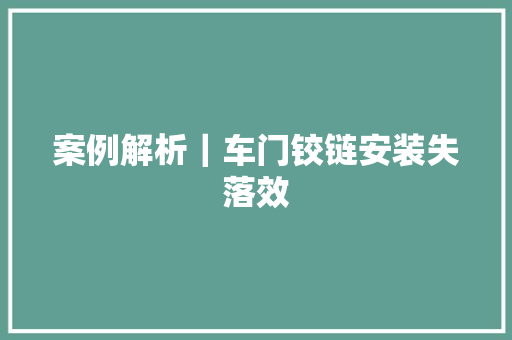案例解析｜车门铰链安装失落效