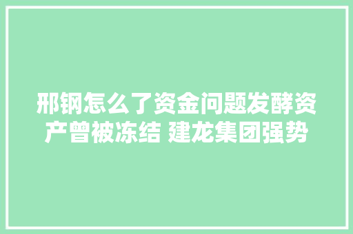 邢钢怎么了资金问题发酵资产曾被冻结 建龙集团强势托管